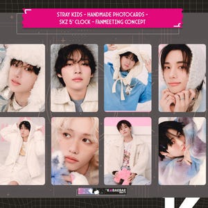 Stray Kids - Ensemble Fanmeeting 5' Clock - cartes photo faites à la main - ensemble de biais