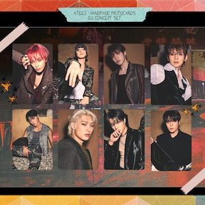 Ateez - Cartões fotográficos artesanais com conceito Gxq - conjunto de viés