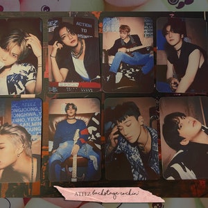 Ateez - Concept Backstage Rockin' hecho a mano - tarjetas fotográficas bias ot8