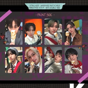 Stray Kids - Tarjetas fotográficas navideñas hechas a mano Stay4 - Juego de tarjetas de doble cara