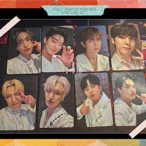 Ateez - cartões fotográficos artesanais - sem oficial - Conjunto duplo 2 viés - f. Atiny