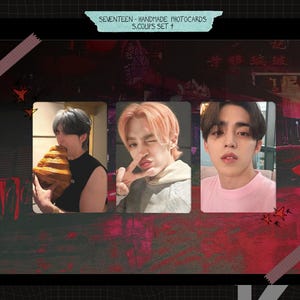 Cartões fotográficos artesanais não oficiais - conjunto de 4 Scoups - Seventeen bias