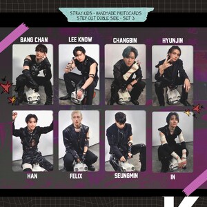 Stray Kids - Step Out handgemaakte fotokaarten - dubbelzijdige set 3
