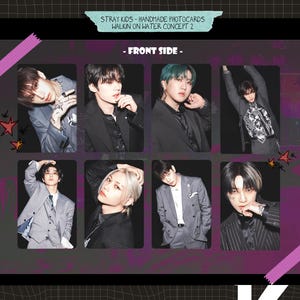 Stray Kids - Cartões fotográficos artesanais de retorno de Hop - Walkin on Water, frente e verso