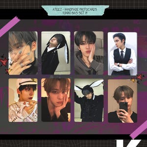 Ateez - Cartões fotográficos feitos à mão do Yunho - conjunto de viés 14