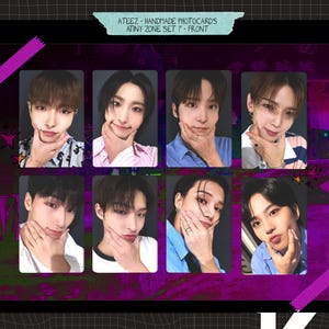 Ateez - cartes photo faites main - double face set biais 7 - f. Atiny