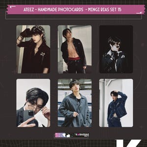 Ateez - Cartões fotográficos feitos à mão Mingi - conjunto de viés 15
