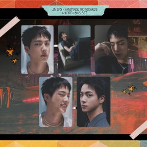 Jin BTS - cartões lomo feitos à mão - conjunto de cartões fotográficos W