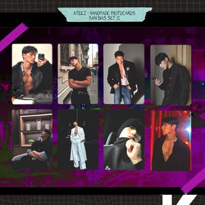 Ateez - Conjunto de 12 tarjetas fotográficas con concepto hecho a mano de San
