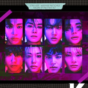Stray Kids - Koncepcja metalicznego holograficznego ręcznie robionego - zestaw skośny