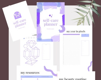 Self Care Planner in purple tones - printable