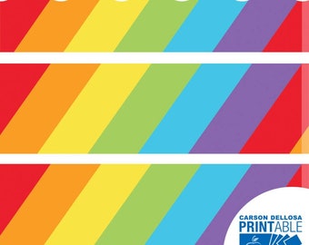 Rainbow Printable Bulletin Board Borders Bundle, Bright & Colorful Rainbow Borders for Classroom,