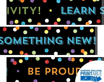 Celebrate Learning Think Positive Printable Bulletin Board Borders, Borders for Classroom Decor, Border Kit, Display