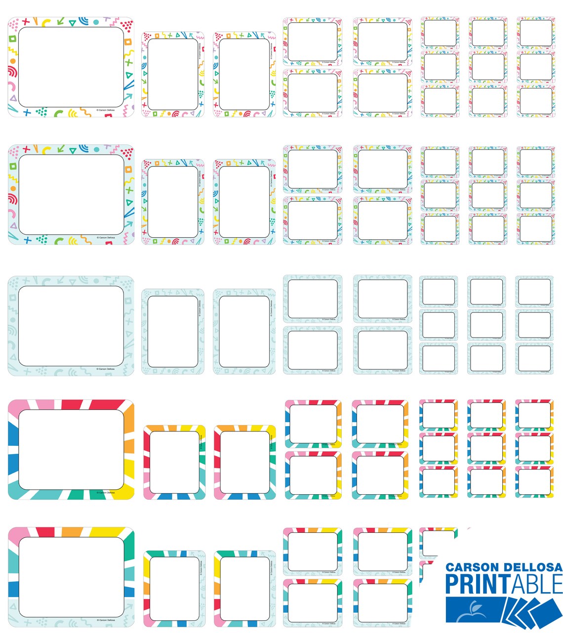 Happy Place Printable Labels and Name Tags, Colorful Classroom Labels ...