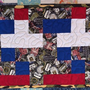 6 Patriotic Army Quilted Placemats