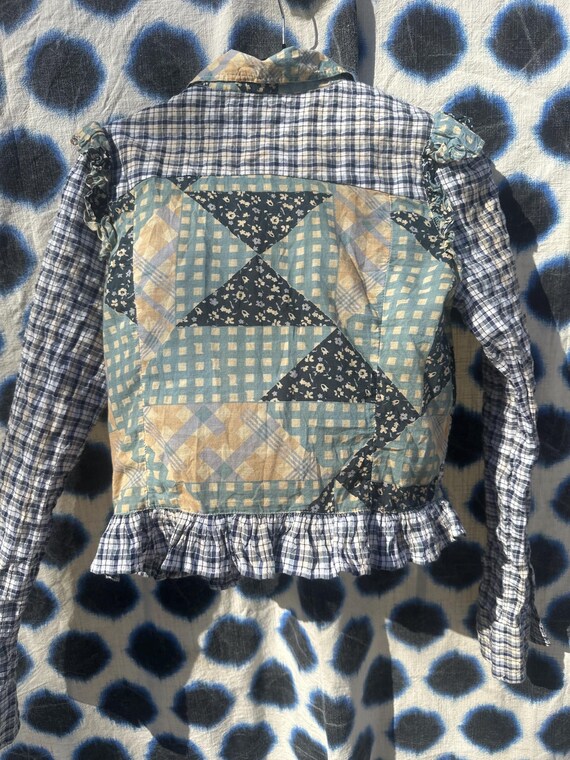 Quilt Print Ruffle Sleeve Blouse - image 3