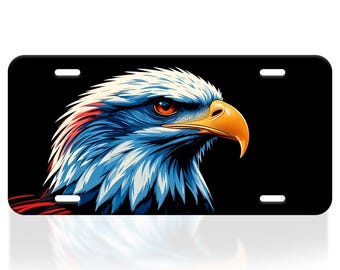 Bald Eagle License Plate 6x12, American Patriotic Aluminum Car Tag, Independence Day Decor