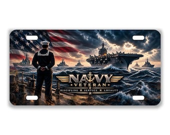 Navy Veteran License Plate 6x12, Served With Honor Military Car Tag, US Navy Patriotic Plate, Veteran Gift for Men