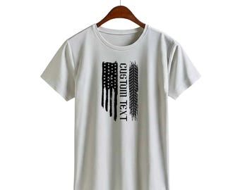 Personalized American Flag T-Shirt, Custom Name Patriotic Shirt, Custom Text Unisex Tee