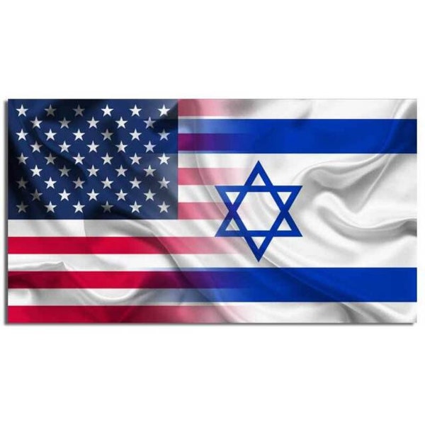 Half American Israeli Flag Sticker , Vinyl Sticker , Cars  Bumper  Trucks  Laptop  Water bottle Stickers , Waterproof Stickers , 5" ,
