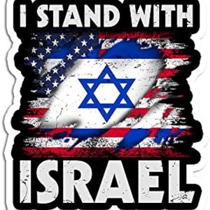 I Stand With Israel Flag Sticker , Vinyl Sticker , Cars  Bumper  Trucks  Laptop  Water bottle Stickers , Waterproof Stickers , 5" ,