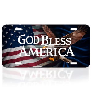 God Bless America License Plate American Flag License Plate for Car Personalize Decoration Vanity Tag License Plate Standard Size 6&quot; X12