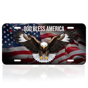 God Bless America License Plate American Flag License Plate for Car Personalize Decoration Vanity Tag License Plate Standard Size 6&quot; X12