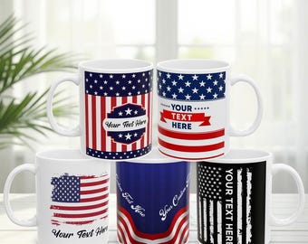 Custom Patriotic Mug Personalized American Flag Coffee Mug USA Flag Mug Custom Name Mug Veteran Gift