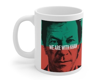 We Are With Khan Printed Coffee Mug , Aesthetic Printed Coffee Mug , Ceramic Double Side Printed Coffee Mug , 11 oz (White)