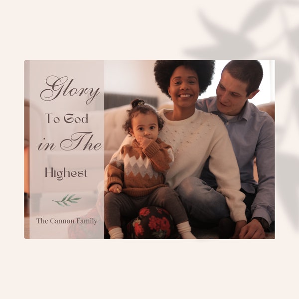 Glory to God Christmas Card Printable Template, Religious Family Christmas Photo Card Template, Family Photo Christmas Card, Digital Card