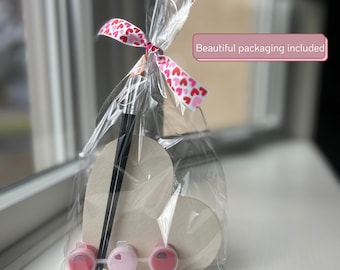 Geschenk für Klassenkameraden zum Valentinstag, Mitbringsel für Klassenpartys, Valentinstagsparty in der Schule, Bastel-Malset zum Valentinstag, DIY-Bastelset, Vday