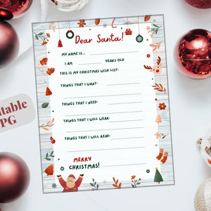 Wish List for Santa, Printable, JPG - Etsy