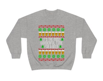 Funny Ugly Christmas Hoodie - Santa Beer 'Most Wonderful Time' Sweatshirt For Men & Women - View #3