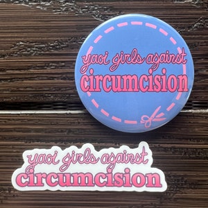 Yaoi Girls Against Circumcision Sticker and Pinback Button