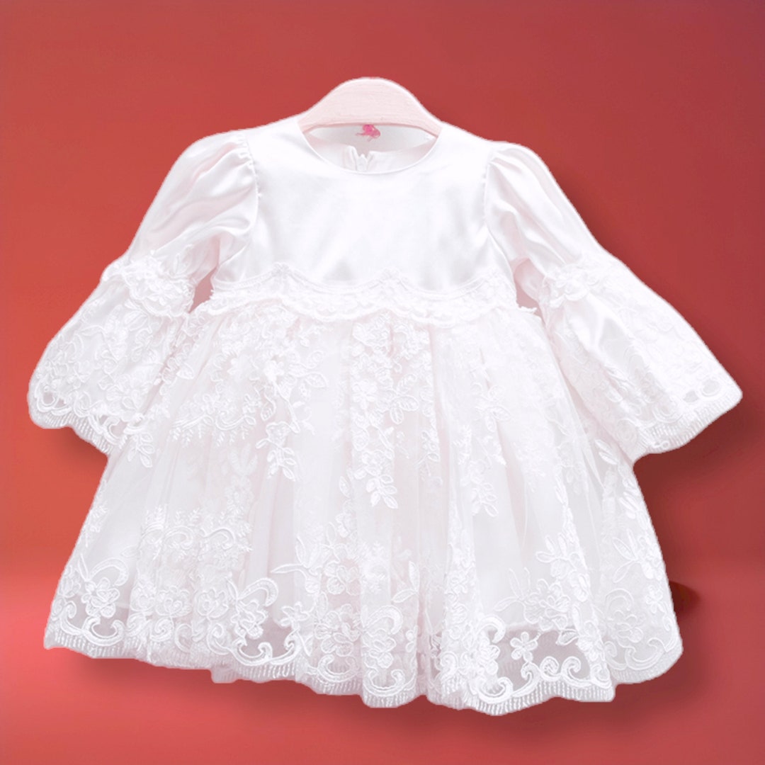 Baby White Dresssatin Elizabeth Lace Girl Tulle Girl Dressfirst Birthday Dressgift Dress