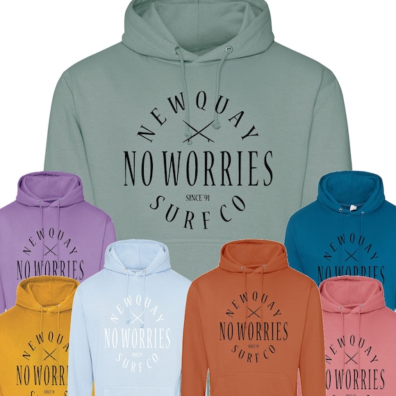 No Worries Surf Co Hoodies Unisex Newquay Surf Cornwall Hoody Etsy
