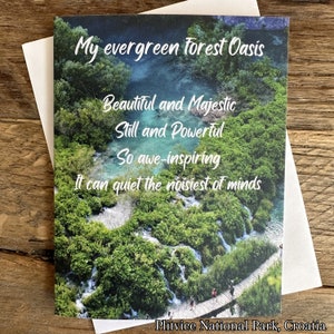 Poetry in Nature | Evergreen Forest Oasis Greeting Card with Beautiful Poetry Quote, Ideal for All Occasions, Readers Gift