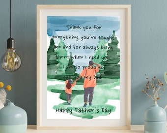 Happy Father's Day Print, Dad Gift Printable, Fathers Day Wall Art, Father's Day Gift, INSTANT DIGITAL DOWNLOAD