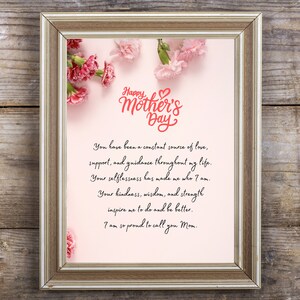 Mother&#39;s Day Print Gift, Mothers Day Wall Art, Gifts for Mom, Home Decor Print