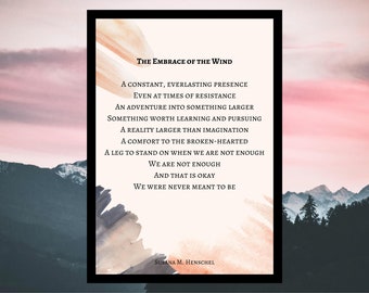 Poetry Print & Wall Art, Embrace of the Wind Poem Print, Inspirational, Home Decor