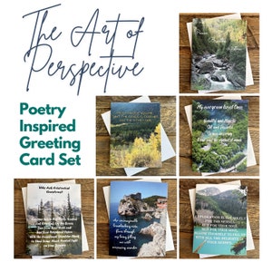 Ensemble de cartes de voeux inspirées de la poésie - anniversaire, nature, citations inspirantes - 6 cartes toutes occasions