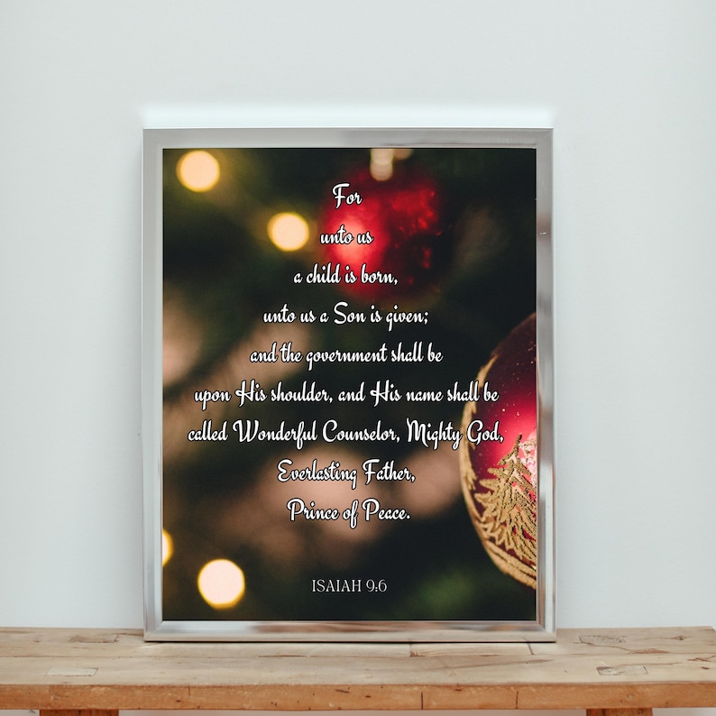 Bible Verse Christmas Print, Printable Holiday Wall Art, Christian