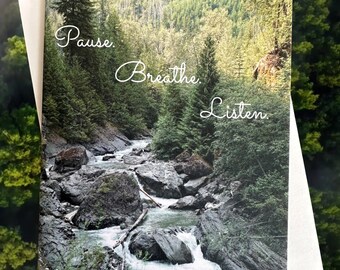 Wald Natur leere Karte, Berg Grußkarte, Grußkarte für alle Gelegenheiten, Inspiration Zitat, Karte für Geschenke