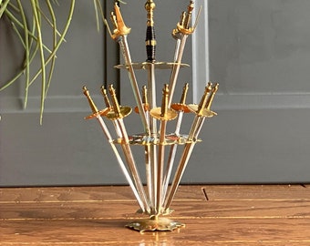 Lot De 13 Brochettes De Cocktail Miniatures Vintage - Laiton - Tolède Espagne (Occasion)