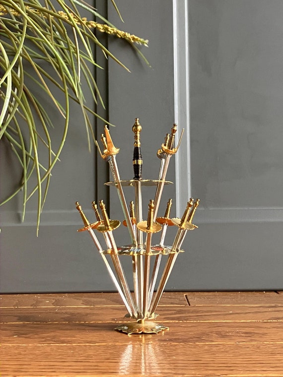 Vintage Cocktail Picks - Toledo Mini Brass Sword Set - Etsy