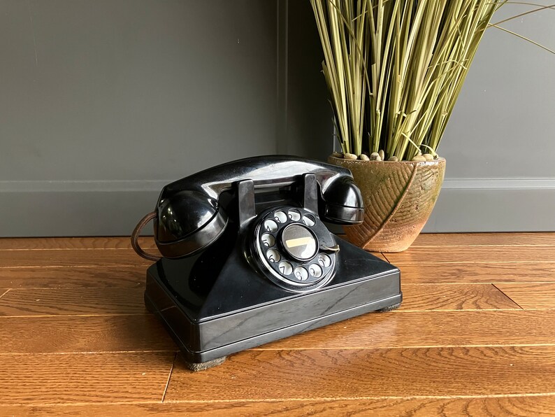 Stile anni '1960 retro vintage Antique Style Rotary Dial Desk Telephone, vecchio stile classico con filo telefono fisso per casa e ufficio decorazione Retro Black