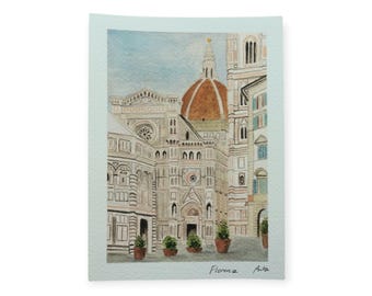 Watercolor postcard, art print, postcard print Italy postcard, Travel journal