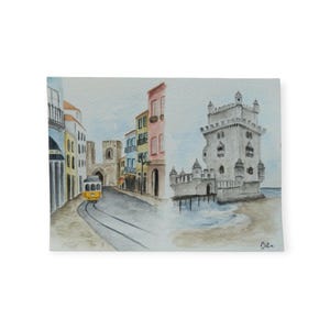 Postal de acuarela, impresión artística, impresión de postal, postal de Portugal, diario de viaje