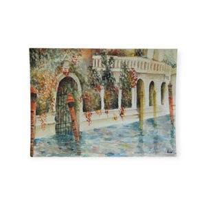 Impresión artística de postal de acuarela de Venecia, pintura de paisaje, impresión de postal, diario de viaje