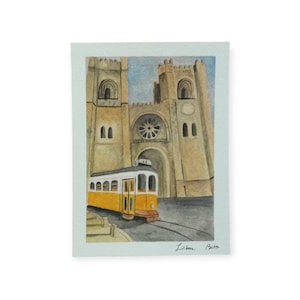 Postal de acuarela, impresión artística, impresión de postal, postal de Portugal, diario de viaje